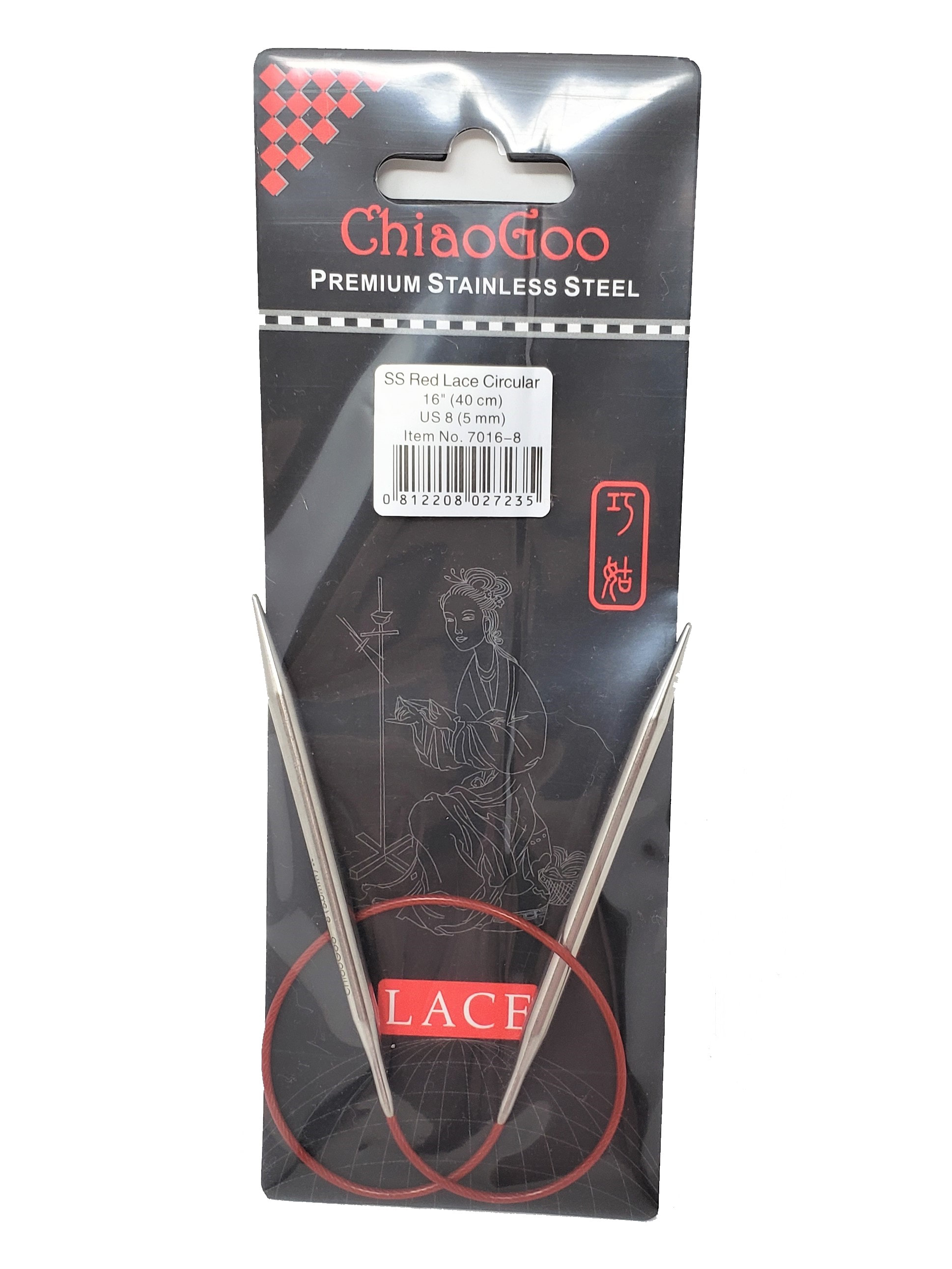 3.5 mm 40 cm ChiaoGoo :Steel Red LACE Circular Needles: 4 US 16 in